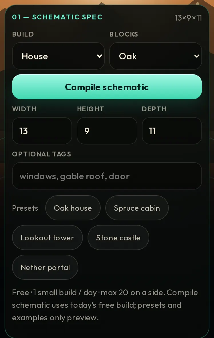 Mobile generator workbench at 390px width